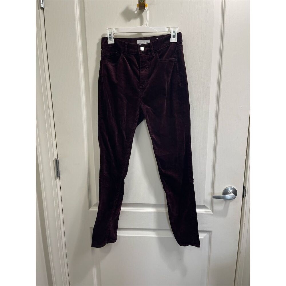 LOFT Women's Burgundy Velvet Skinny Pants Size 26 Casual (sku330)